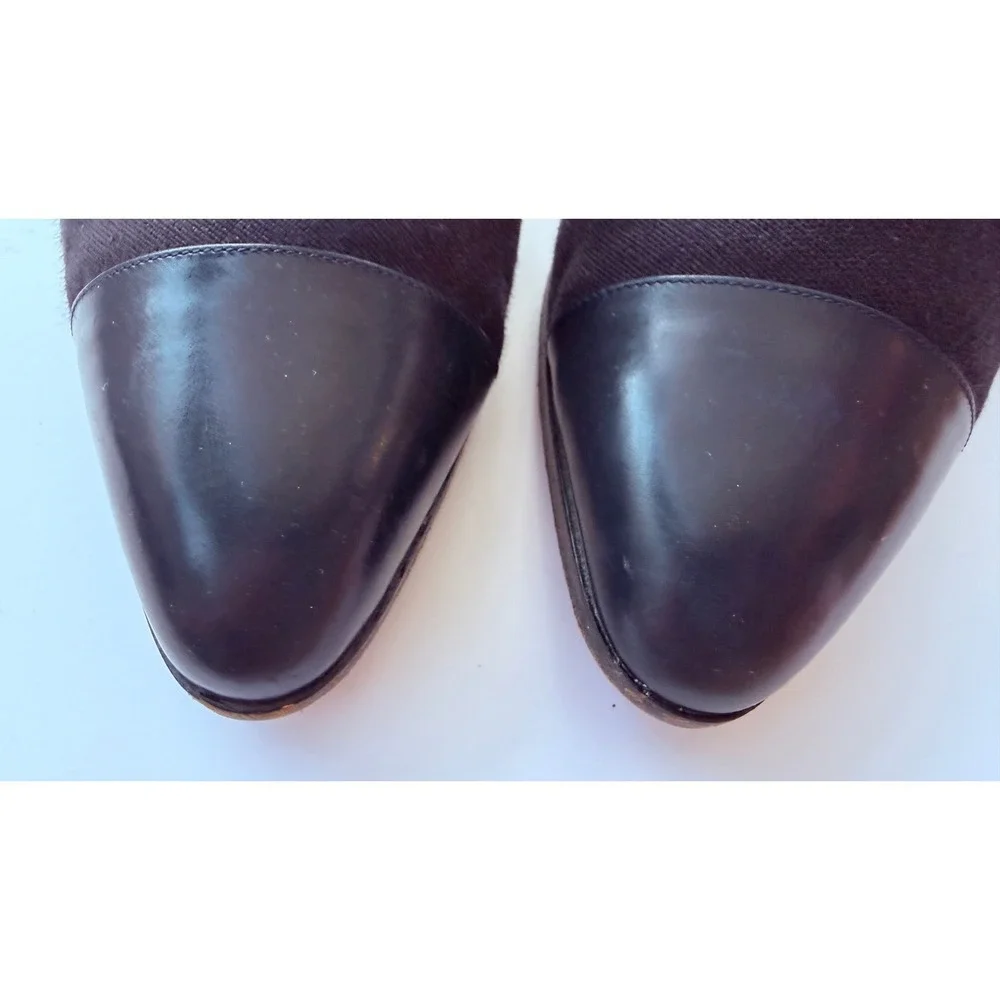 Salvatore Ferragamo Vintage Leather Fabric Lace Up D'Orsay Kitten Heels 7B Italy